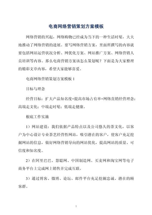 一个好的网络营销方案