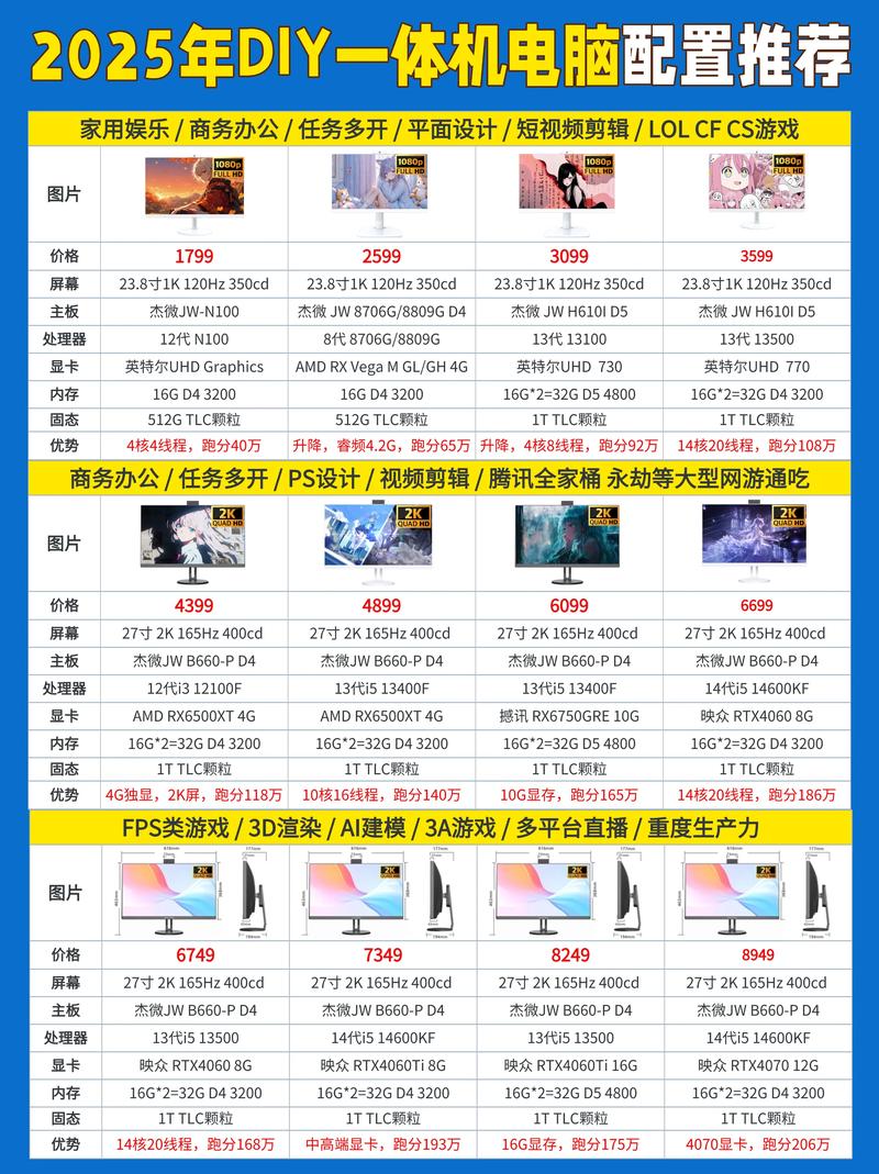 电脑一般配置清单