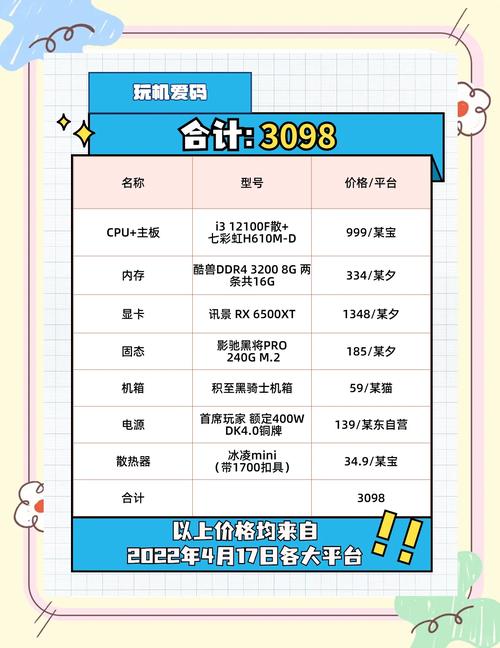 高配游戏电脑配置清单