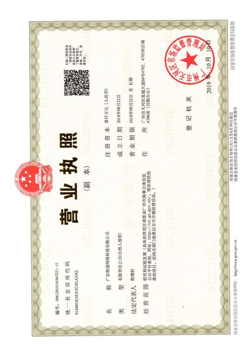 网络公司营业执照样本