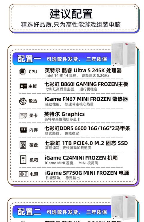 cpu组装电脑配置表