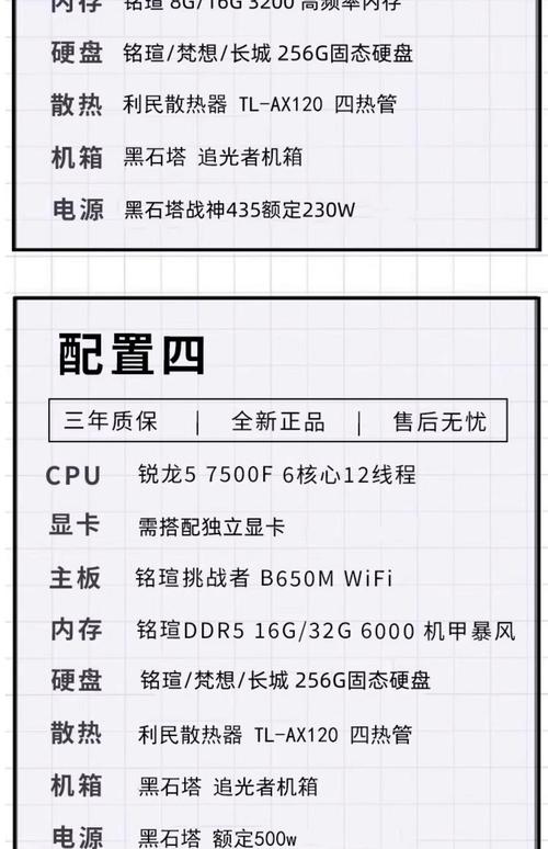 amd四核电脑配置单