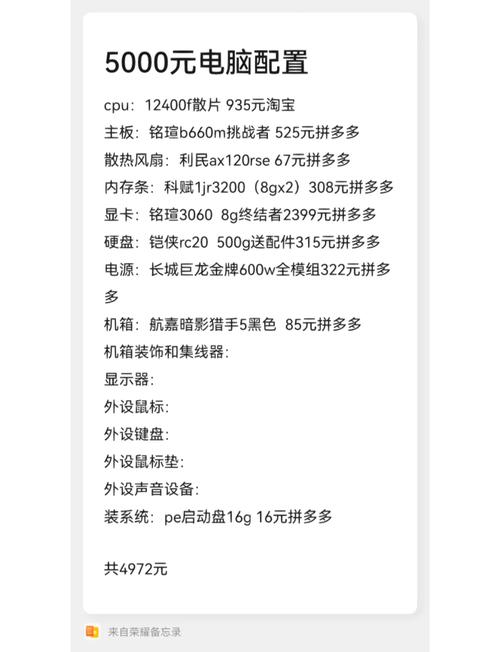 千元组装电脑主机配置指南