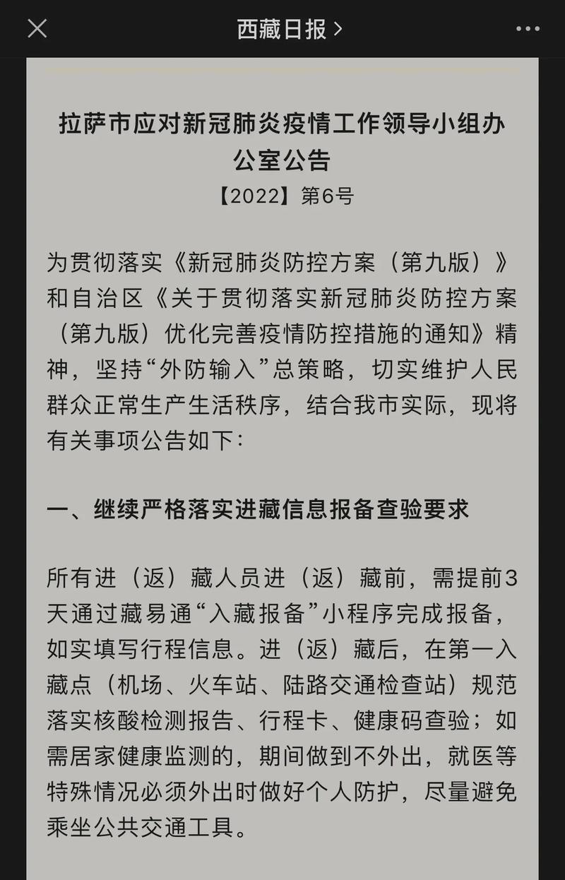 拉萨疫情最新动态，保障市民安全的最新指南