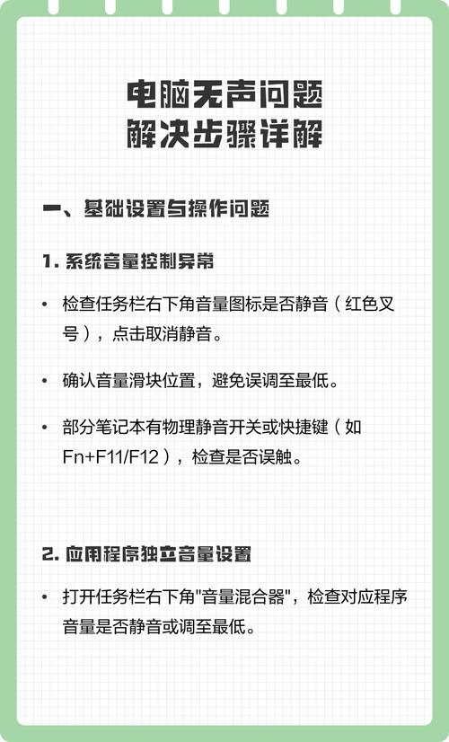电脑没声音，解决方法指南