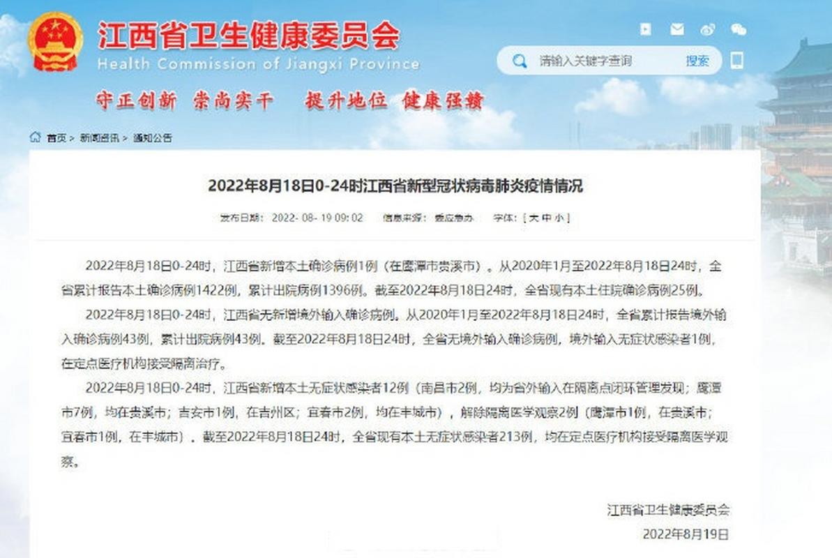 江西疫情最新消息8月