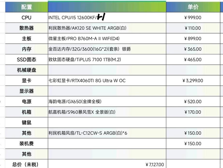 电脑配置单推荐,从基础到优化,让你的电脑更流畅更强大!