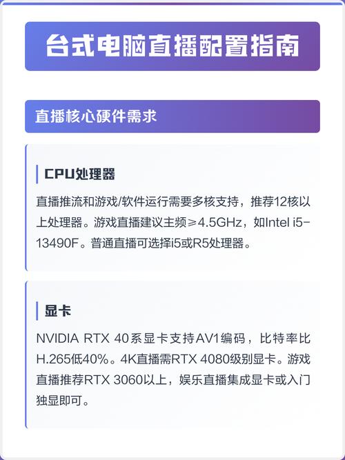 在家直播电脑配置指南，让直播更顺利