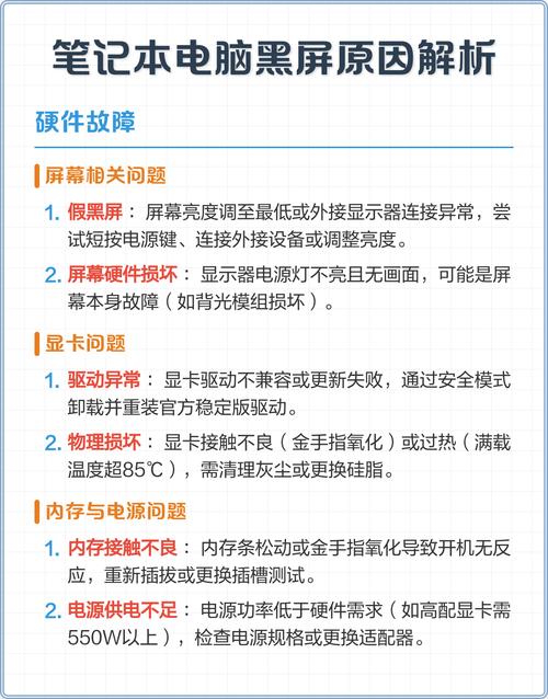 电脑开机黑屏,原因解析及解决方法