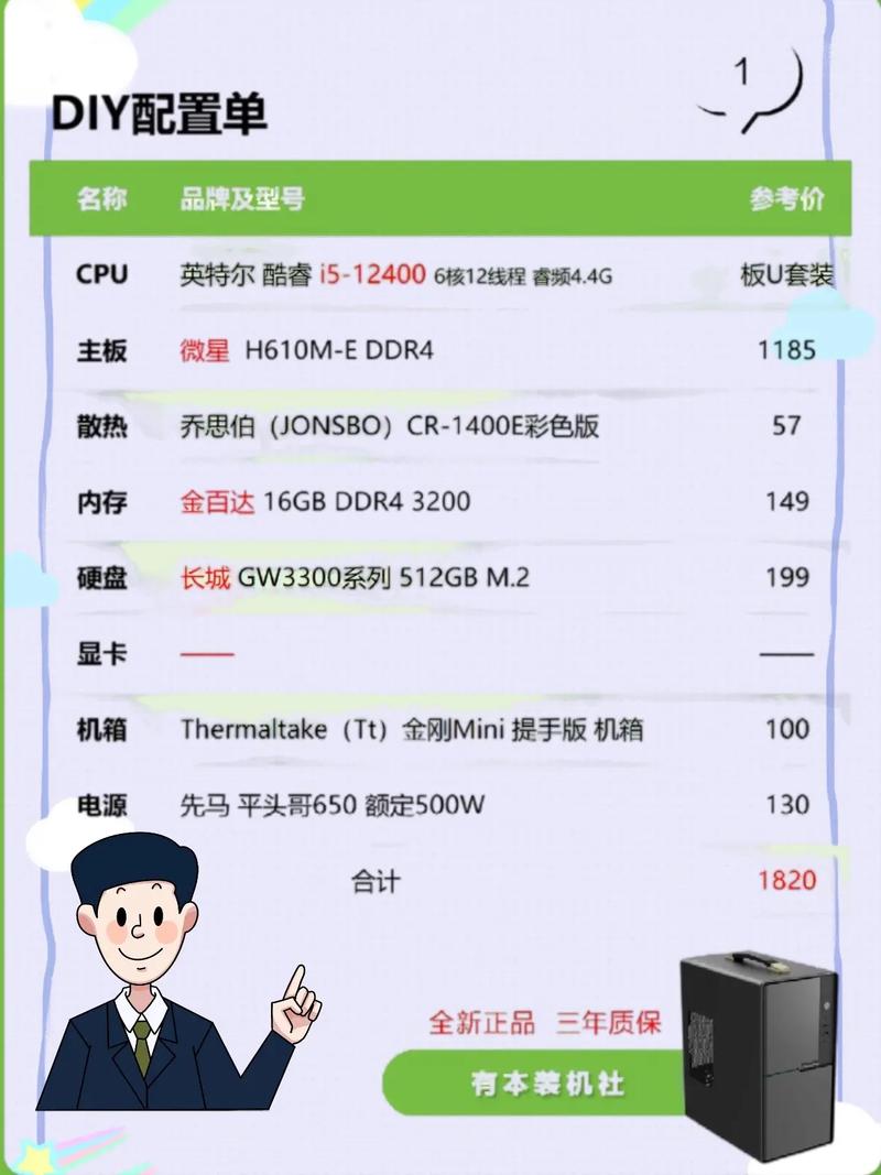 3元组装电脑配置指南