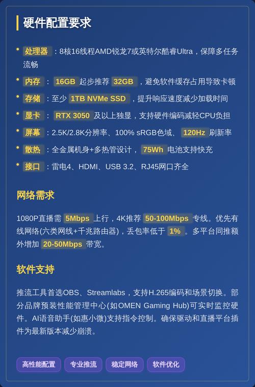 开直播电脑配置指南